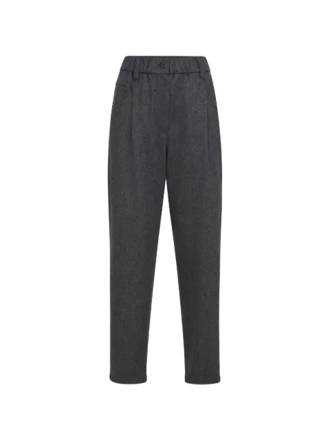 Brunello Cucinelli wool-flannel baggy trousers with monili Grey MG549P9148C2345
