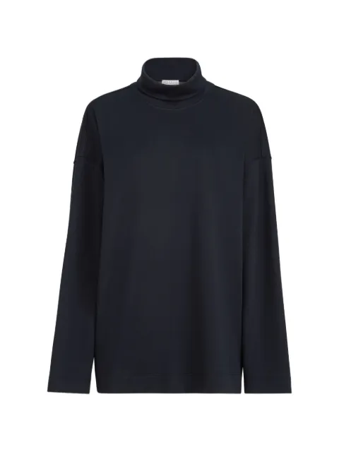 Brunello Cucinelli cotton and silk interlock turtleneck sweater Blue MD828B2B04C8366