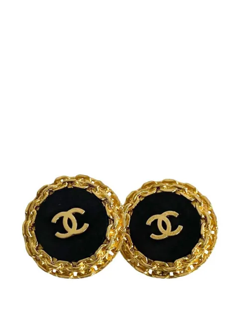 CHANEL Pre-Owned 1980-1990 CC Gold Plated Enamel Clip On Earrings costume earrings Gold 0J26DFDE29DB9NOP