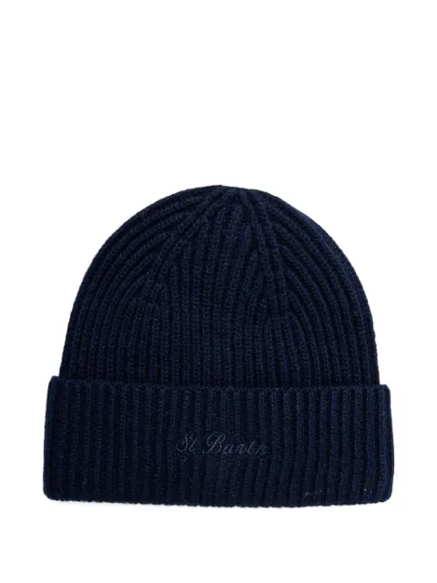 MC2 Saint Barth ribbed-knit embroidered-logo beanie hat Blue MOS0004