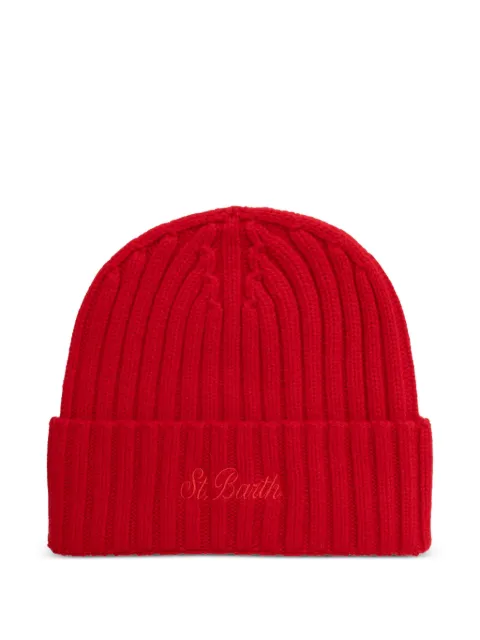 MC2 Saint Barth Wengen logo-embroidered wool beanie hat Red WENG027