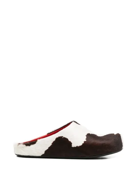 Marni White and brown cow-print ponyhair Fussbett sabot Brown SBMR000600P9283ZP216