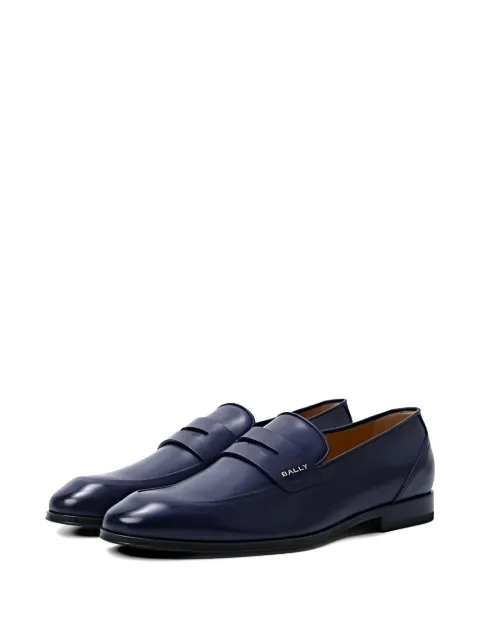 Bally logo-plaque leather loafers Blue MSF0M0VT775