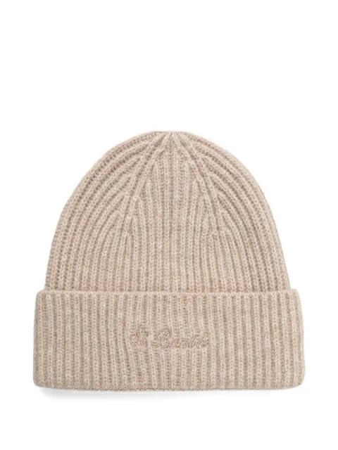 MC2 Saint Barth ribbed-knit embroidered beanie hat Neutrals MOS0004