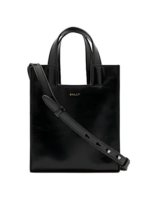 Bally small Easy Bally logo-print leather tote bag Black WAM04MVT748