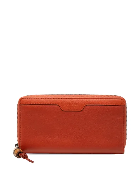Gucci Pre-Owned 2000-2015 Leather Bamboo Zip Around Wallet long wallets Orange DB8WJBB2VUC0J9VO