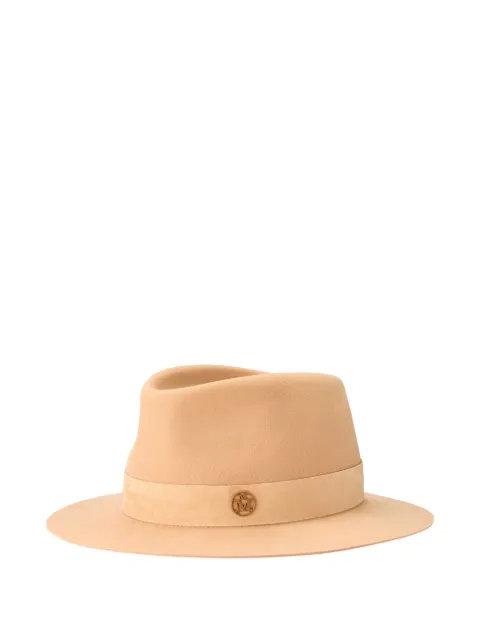 Maison Michel André logo-detail fedora hat Neutrals 1003191001