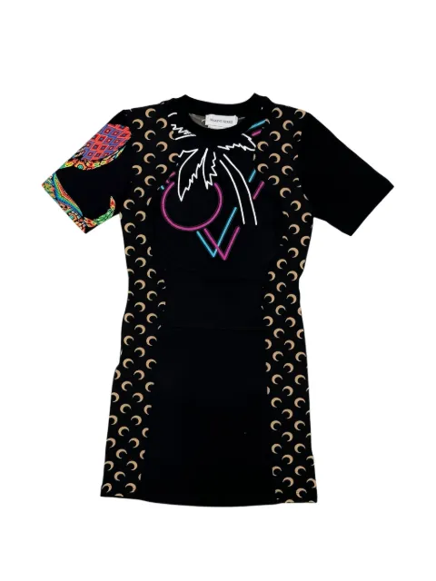 Marine Serre Crescent Moon short-sleeve mini dress Black WDR484AUJER0003