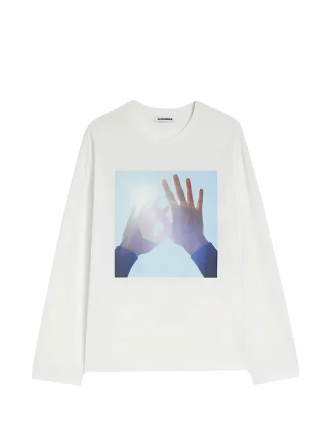 Jil Sander print-detail long-sleeved top White J03GC0156J20361