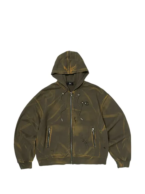 THUG CLUB washed zip-up hoodie Green TC26SS0402