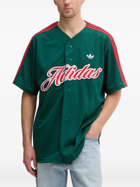 adidas logo-embroidered 3-Stripe shirt Green KE2245