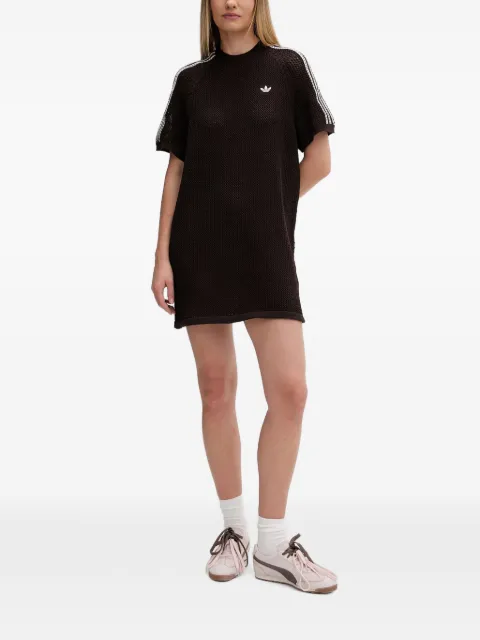 adidas crochet-knit logo-embroidered mini dress Brown KE0203