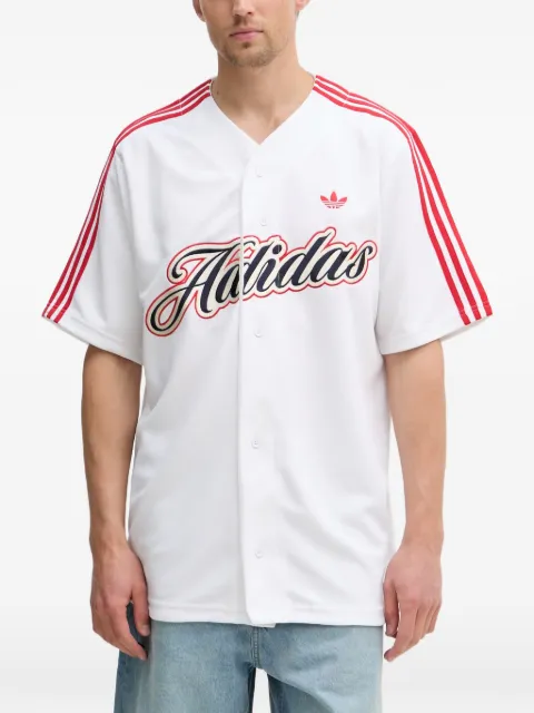 adidas logo-embroidered striped-sleeve shirt White KD6563