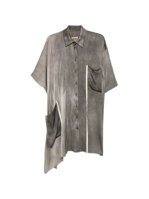 Uma Wang asymmetric-hem short-sleeve shirt Grey S6WUW1012