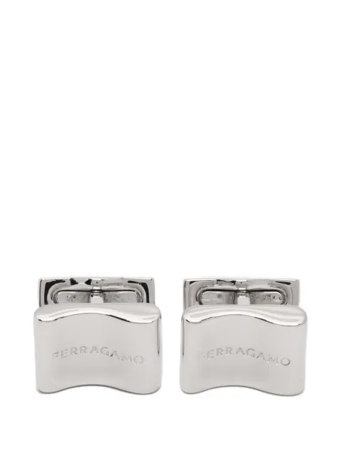 Ferragamo logo-engraved curved cufflinks Silver 795995