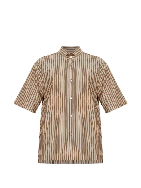 Homme Plissé Issey Miyake striped short-sleeves shirt Brown HP66JJ316
