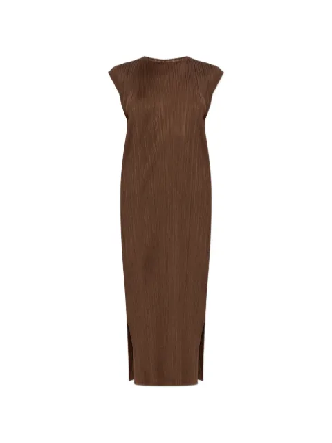 Pleats Please Issey Miyake Swing Solid pleated midi dress Brown PP66JH593