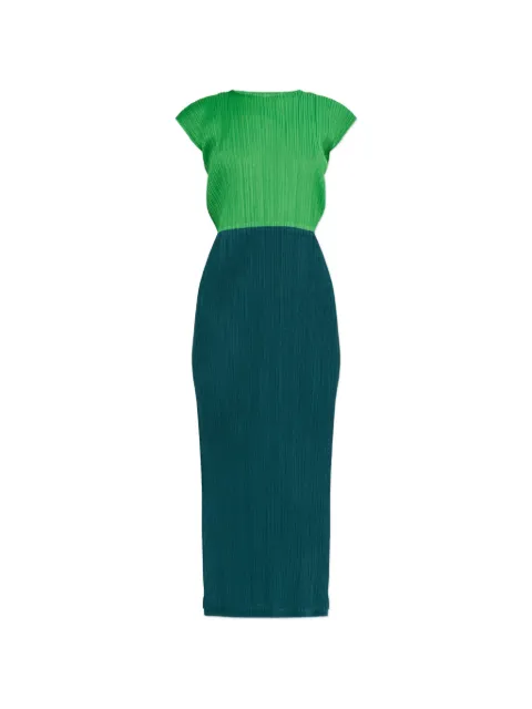 Pleats Please Issey Miyake Swing colour-block midi dress Green PP66JH483