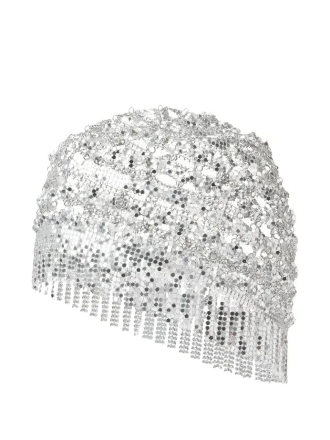 Maison Michel Lorely chainmail fringed beanie hat Silver 3161001001