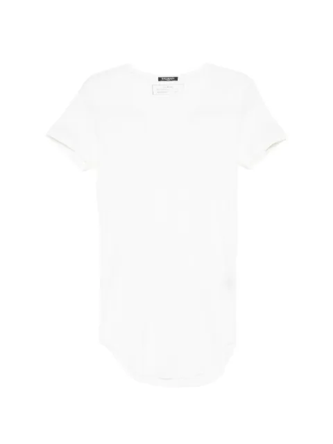 Balmain curved-hem T-shirt White S5HJ677C833