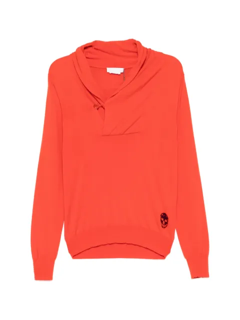 Alexander McQueen Skull shawl-collar cashmere sweater Red 345044Q1JBD