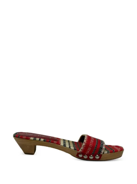 Prada Pre-Owned patterned wooden mule sandals Red RFCPUGBSH737900W