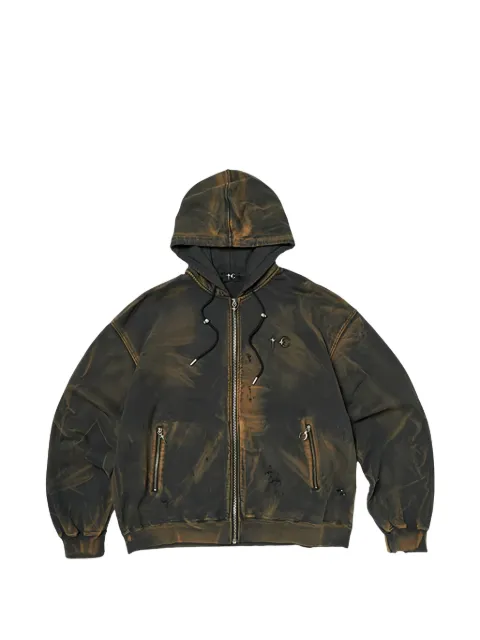 THUG CLUB distressed zip-fastening hoodie Black TC26SS0403