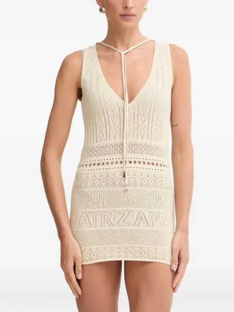 Patrizia Pepe crochet-knit V-neck top Neutrals 2K0383K332L