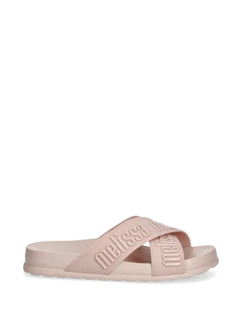 Melissa logo-embossed crossover slides Pink 36118