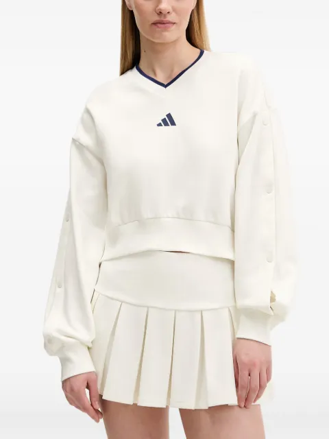 adidas logo-print press-stud sweater Neutrals JZ1074