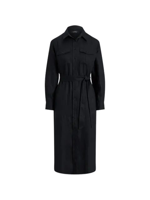 Lauren Ralph Lauren belted patch-pocket midi shirt dress Black 200P13684001