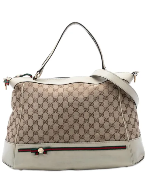 Gucci Pre-Owned 2016-2026 GG Canvas Web Mayfair satchel Neutrals 2U1NYP29OHO735MA