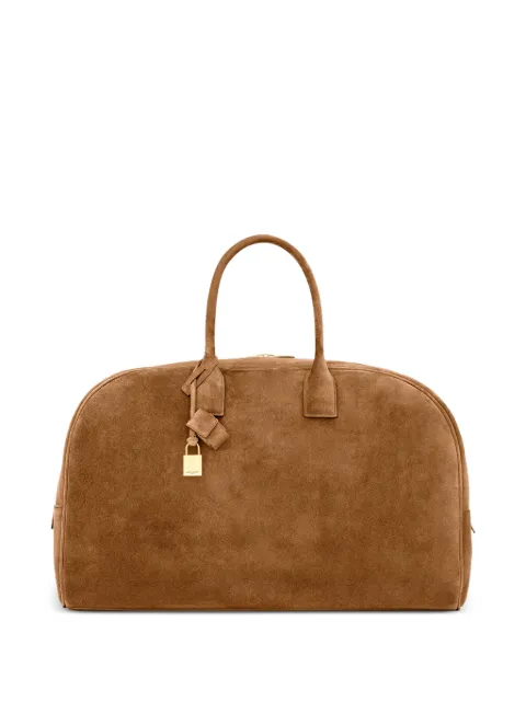 Saint Laurent large suede bowling duffle bag Brown 819266C0X0W