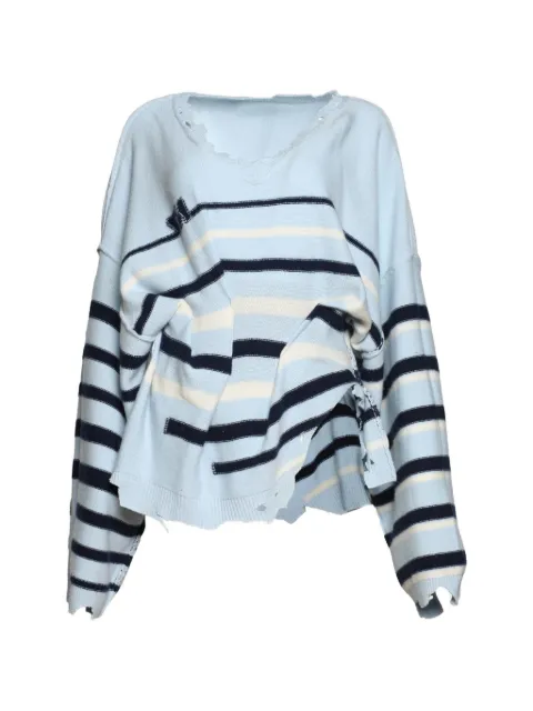 Natasha Zinko distressed striped sweater Blue RS26NZ60333