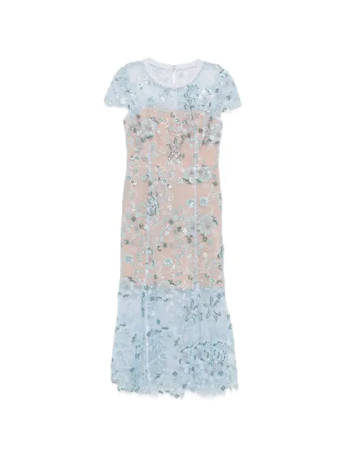 Self-Portrait sequin-embellished floral-lace midi dress Blue AW26170MBL
