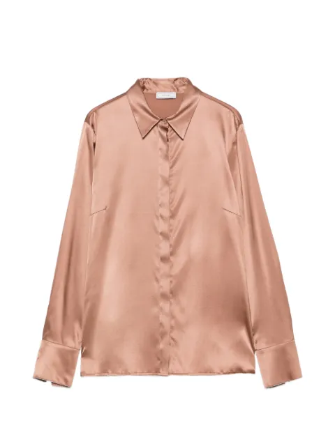 Peserico satin-finish long-sleeve shirt Brown S0697102372