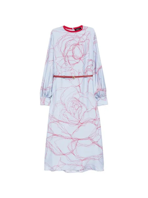 Fabiana Filippi floral-print belted midi dress Blue ABD216F140M348