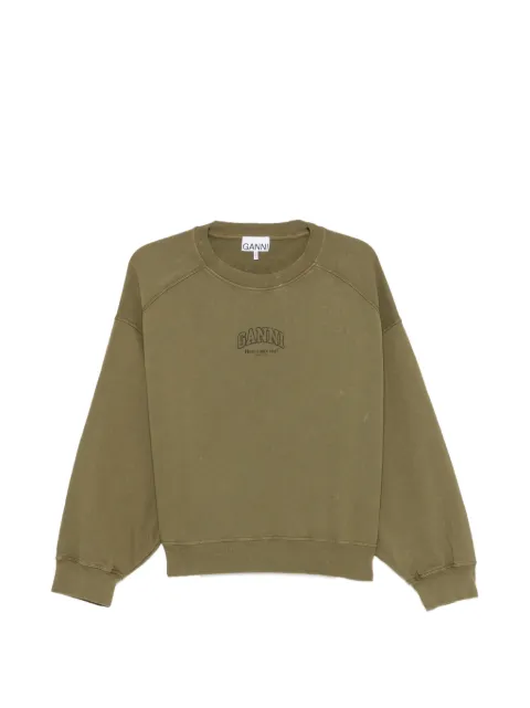 GANNI logo-print raglan-sleeve sweatshirt Green A1060086