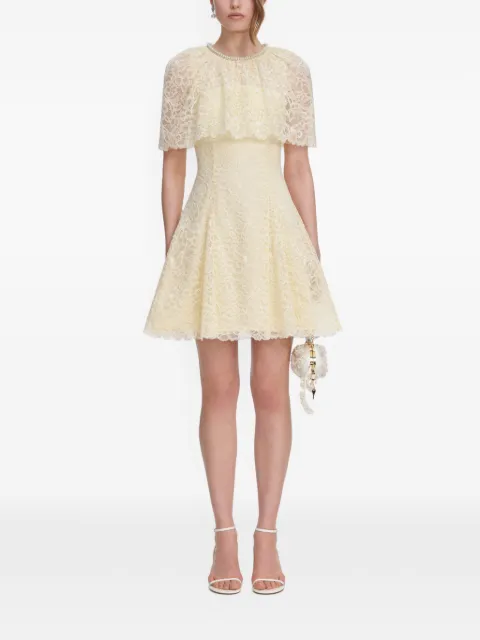 Self-Portrait yellow lace cape mini dress Yellow PF26099S