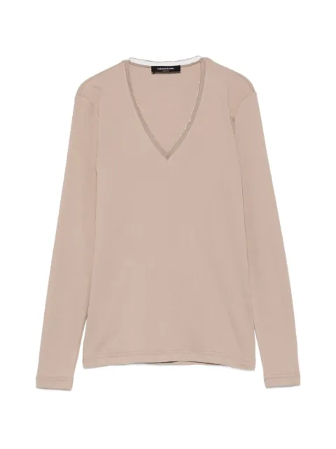 Fabiana Filippi V-neck long-sleeve T-shirt Brown JED216F604L907