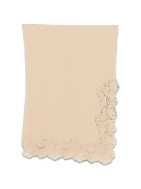 Ermanno Scervino lace-trim sequin-embellished scarf Neutrals D495R300APCTPYU