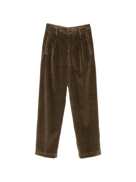 ETRO pleated corduroy-texture trousers Brown WREA008899TU5N6