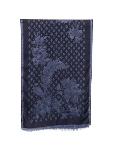 ETRO floral-jacquard fringed scarf Blue WATA0005AQ13I