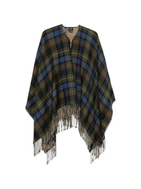 ETRO tartan fringed poncho Green WRBD0004AKD18