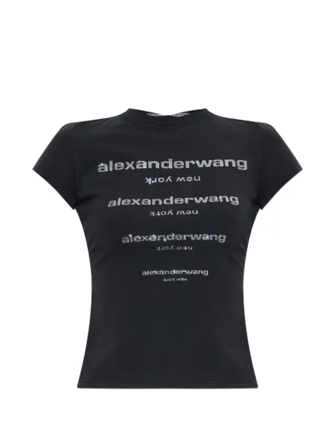 Alexander Wang crystal gradient logo fitted tee Black 1CC3261363