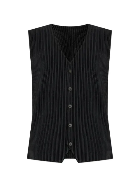 Homme Plissé Issey Miyake pleated V-neck waistcoat Black HP67JE511