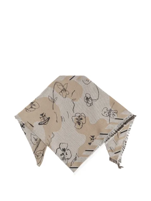 Vivienne Westwood Orb-print frayed scarf Neutrals 8103015EW01G3