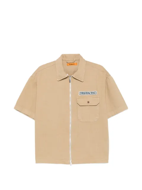 Replay logo-patch short-sleeve jacket Neutrals KU4006000D855669