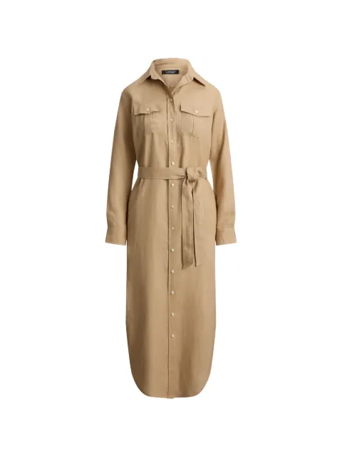 Lauren Ralph Lauren belted patch-pocket midi shirtdress Neutrals 200P13684003