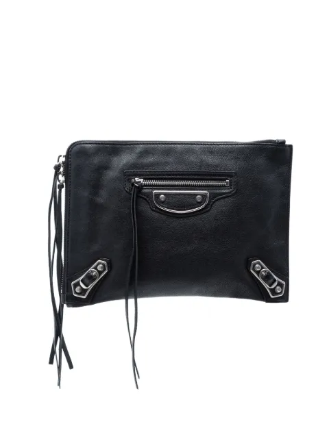 Balenciaga Pre-Owned 2017 Chevre Motocross Classic Metallic Edge clutch bag Black ECP54WBXEH2EXHM6